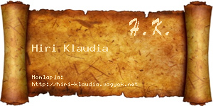 Hiri Klaudia névjegykártya